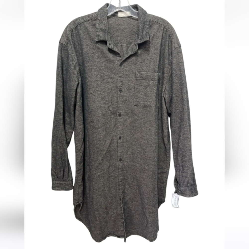 CP Shades Mari Tunic Shirtdress Cotton Twill Gray Button Up Collared Top Size M